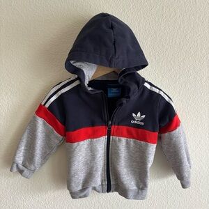 Adidas Blue and Gray Sweatshirt with Sporty Color-Blocking